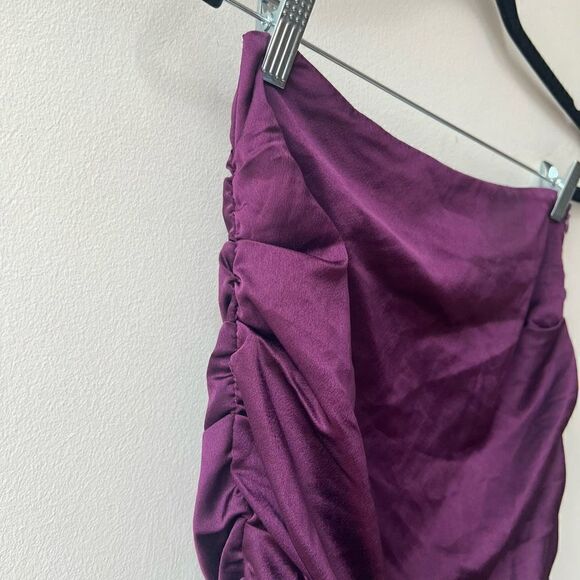 And Now This Womens Mini Skirt Ruched Side Zip Bodycon Purple Size Extra Small - Picture 7 of 8